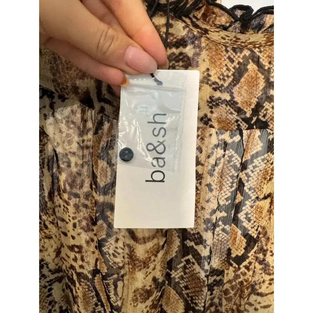 ba&sh | Rackel Ruched Snake-Print Georgette Mini Dress - Picture 10 of 12